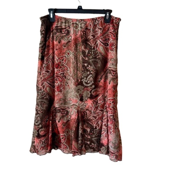 Elementz Paisley Midi Skirt - Pink and Brown - Picture 1 of 4